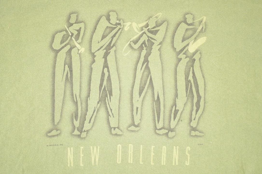 Vintage 1990s New Orleans Jazz Souvenir Travel T-Shirt Men's XL