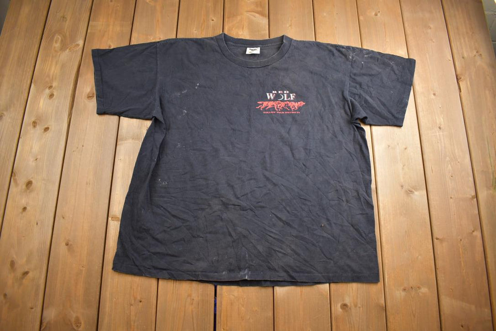 Vintage 1994 Red Wold Tennesse River Gold Single Stitce T-Shirt Made In USA