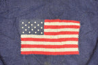 Vintage 1990s Lands End American Flag Knit Crewneck Sweater MensX L / 90's Abstract Pattern 3D Knitted Sweatshirt