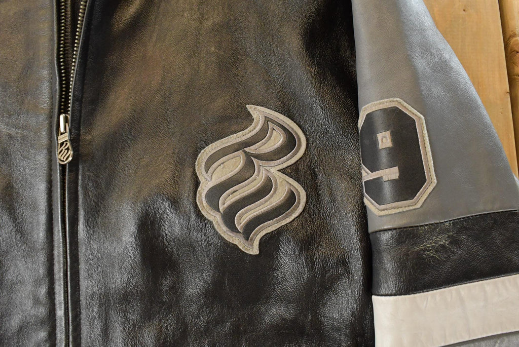 Vintage Y2K Roca Wear Leather Bomber Jacket Men's 2XL / Hip Hop Jacket / Streetwear / Embroidered