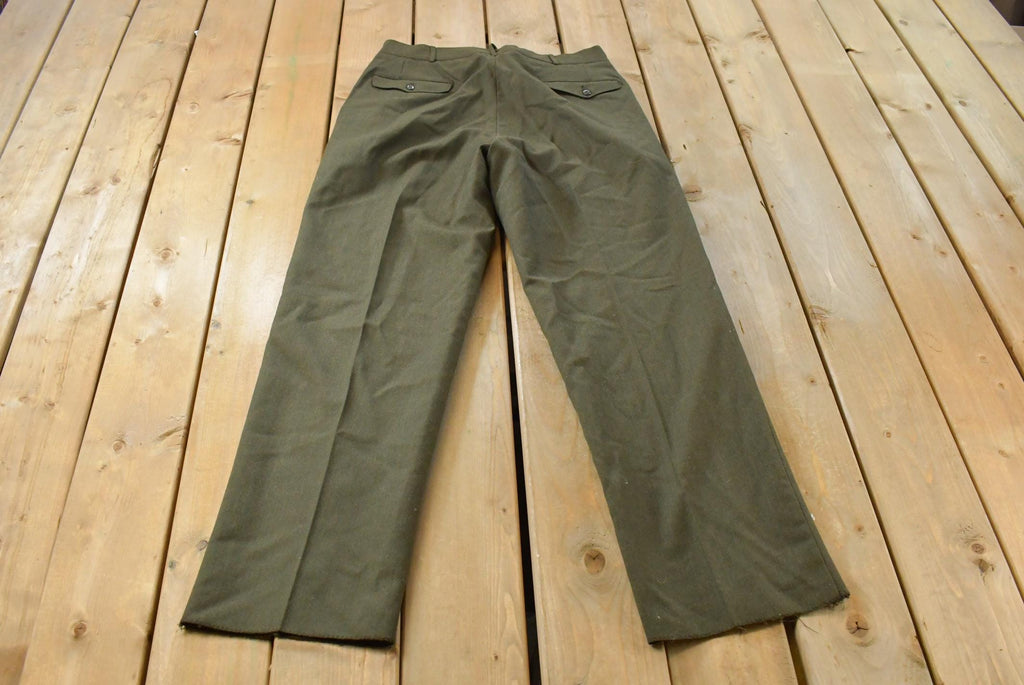 Vintage 1960s Military Army Wool Field Trousers Olive Drab Pants Men's 35 x 31