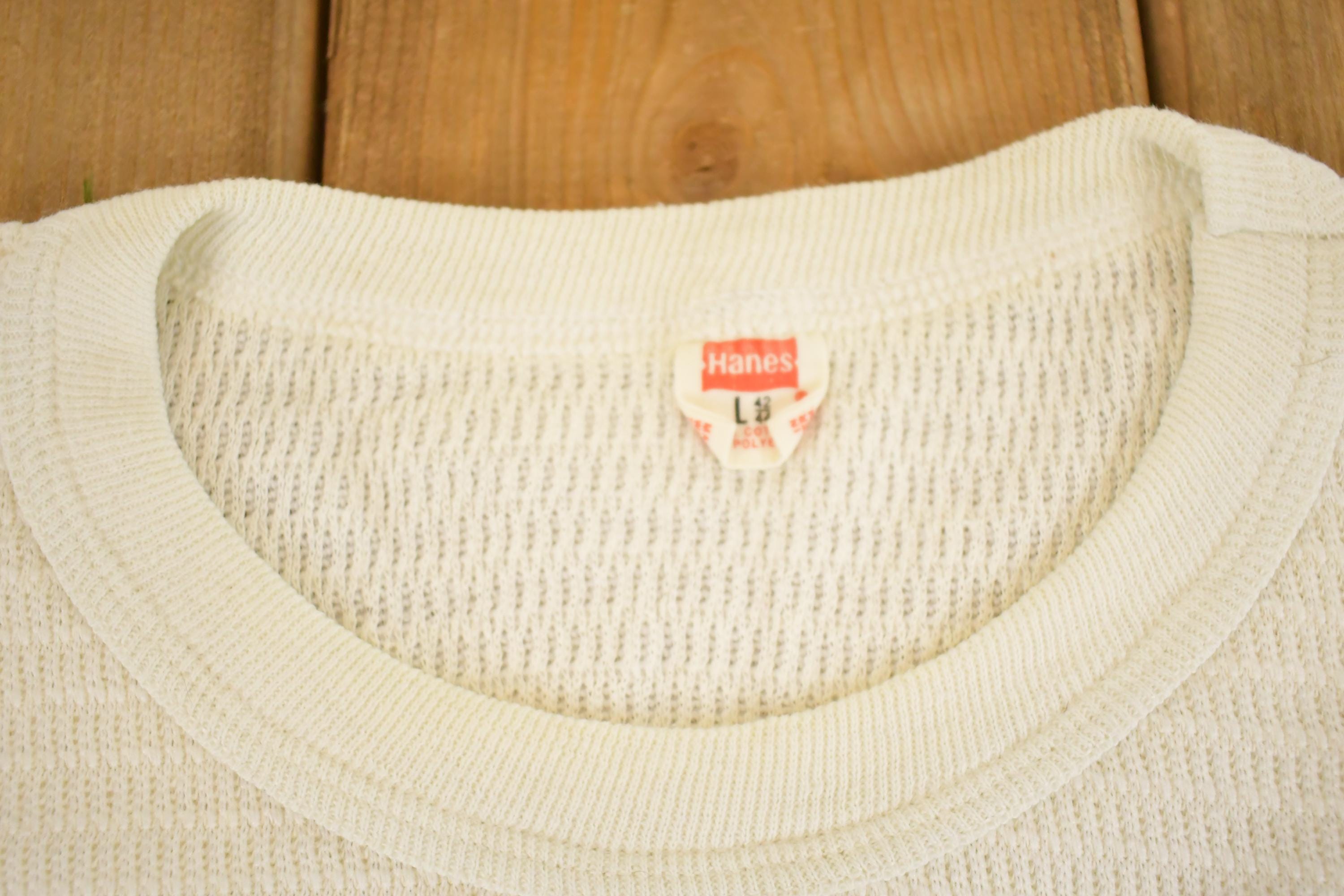 Vintage 1990s Hanes Thermal Streetwear Blank Crewneck Sweatshirt Men's S