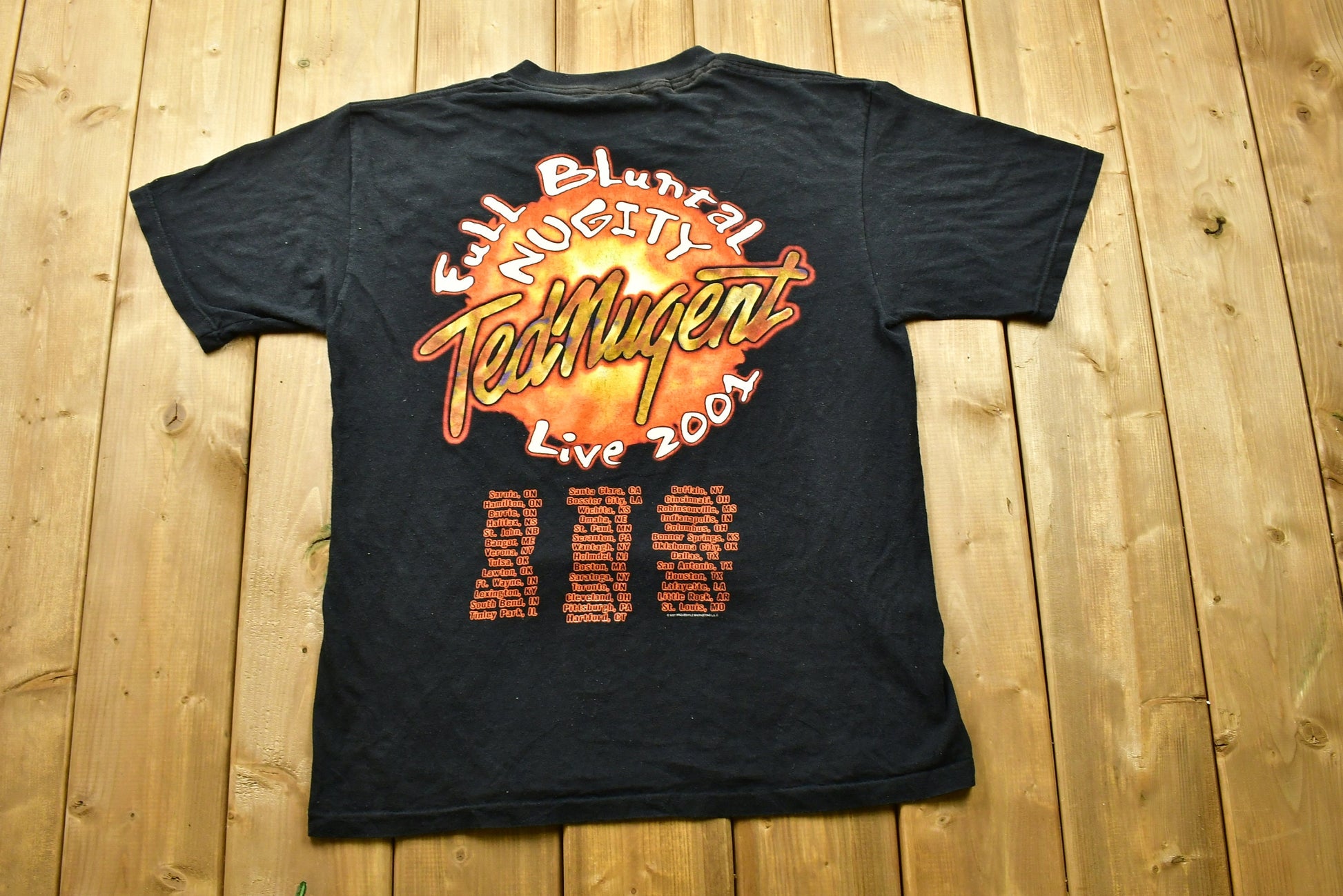 Vintage 2001 Ted Nugent Full Bluntal Nugity Tour Band T-Shirt Made in USA