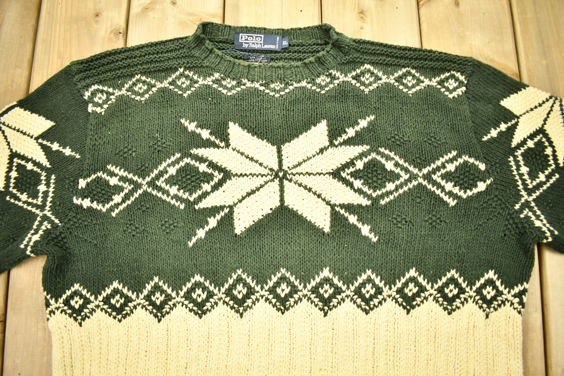 Vintage 1990s Polo Ralph Lauren Snowflake Knit Crewneck Sweater
