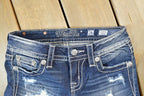 Vintage Y2K Miss Me Skinny Bedazzled Low Rise Jeans Size 26x31