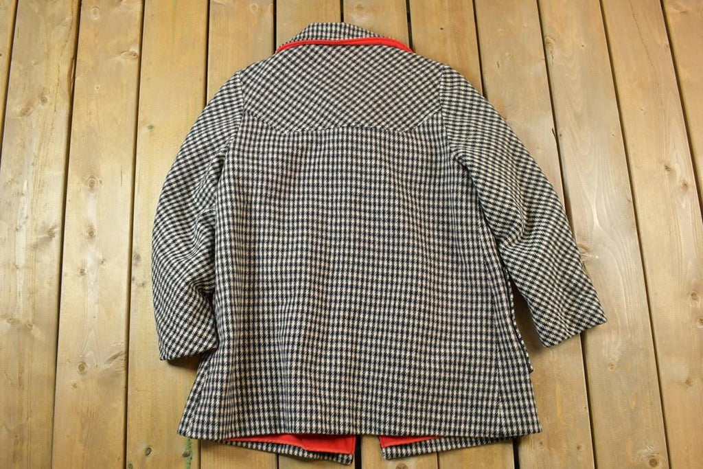Vintage 1980s M Liman Penguin Fashions Houndstooth Wool Button Up Jacket