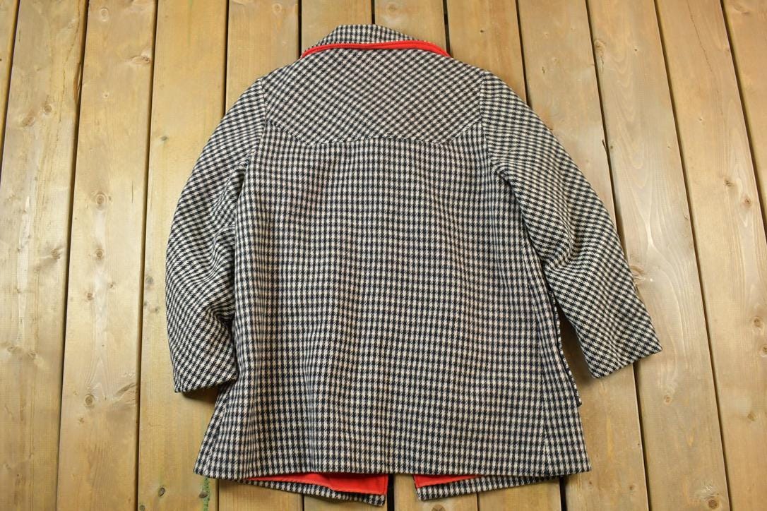 Vintage 1980s M Liman Penguin Fashions Houndstooth Wool Button Up Jacket