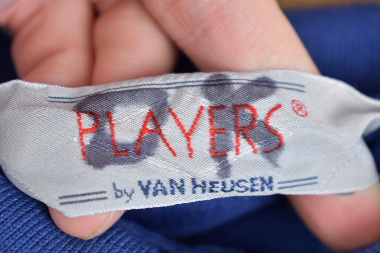 Vintage 1980s Players Van Heusen Polo Sweatshirt / Collared Crewneck Sweater / 80s Pullover Sweatshirt / Blue