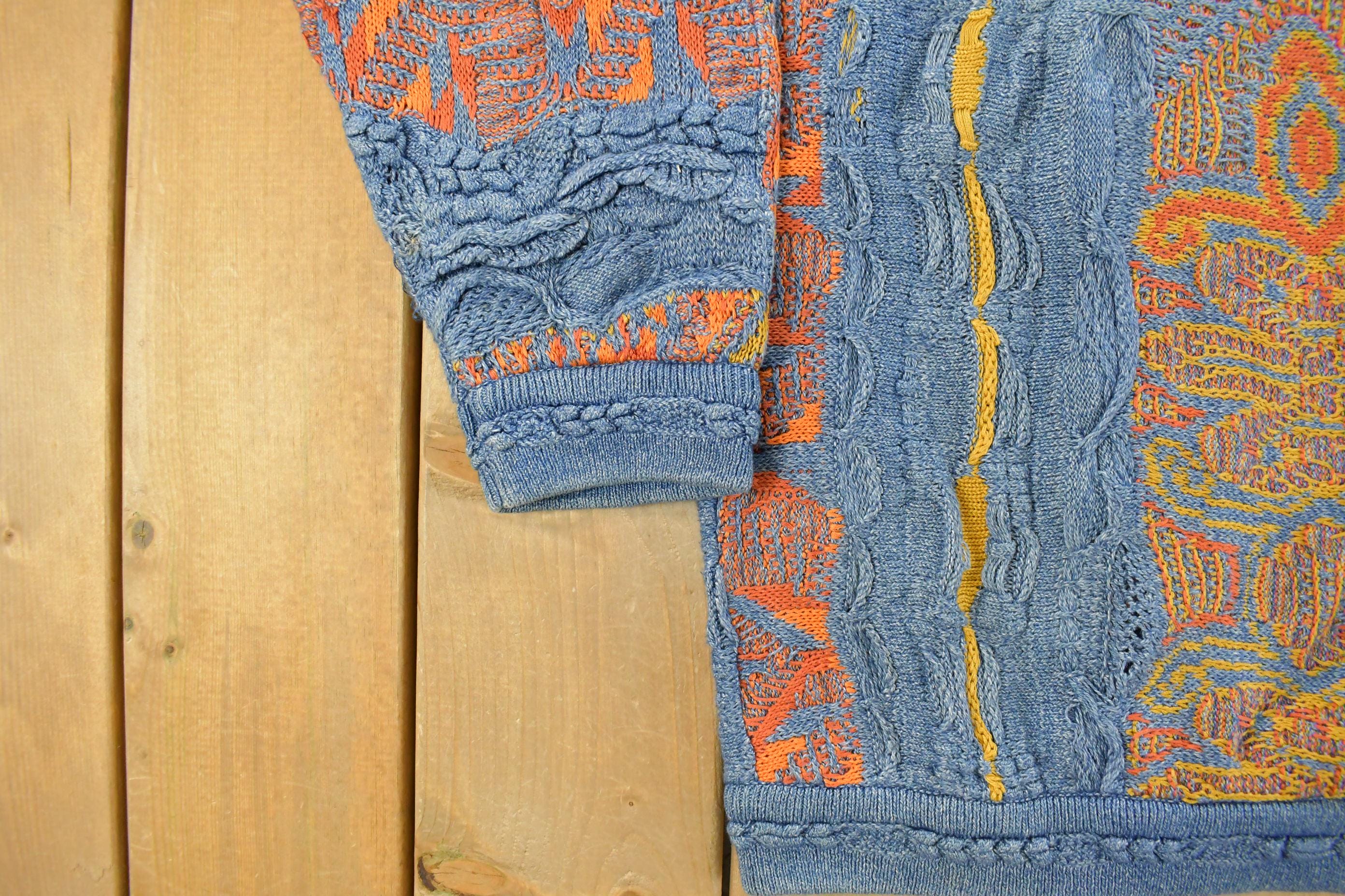 Vintage 1990s Coogi Blues 3D Abstract Knit Sweater Men's Medium / 90s Coogi / Made In Australia / Streetwear / American Vintage / Hip Hop