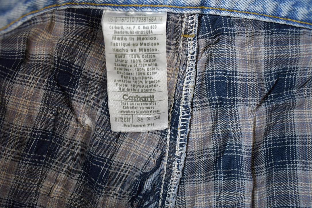 Vintage 1990s Carhartt Lined Denim Work Pants Size 36 x 34
