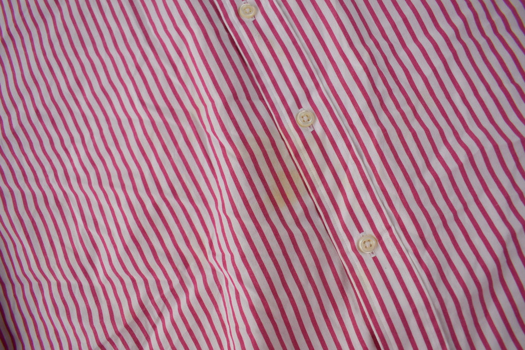 Vintage 1990s Ralph Lauren Pink Striped Button Up Blake Dress Shirt Size XXL