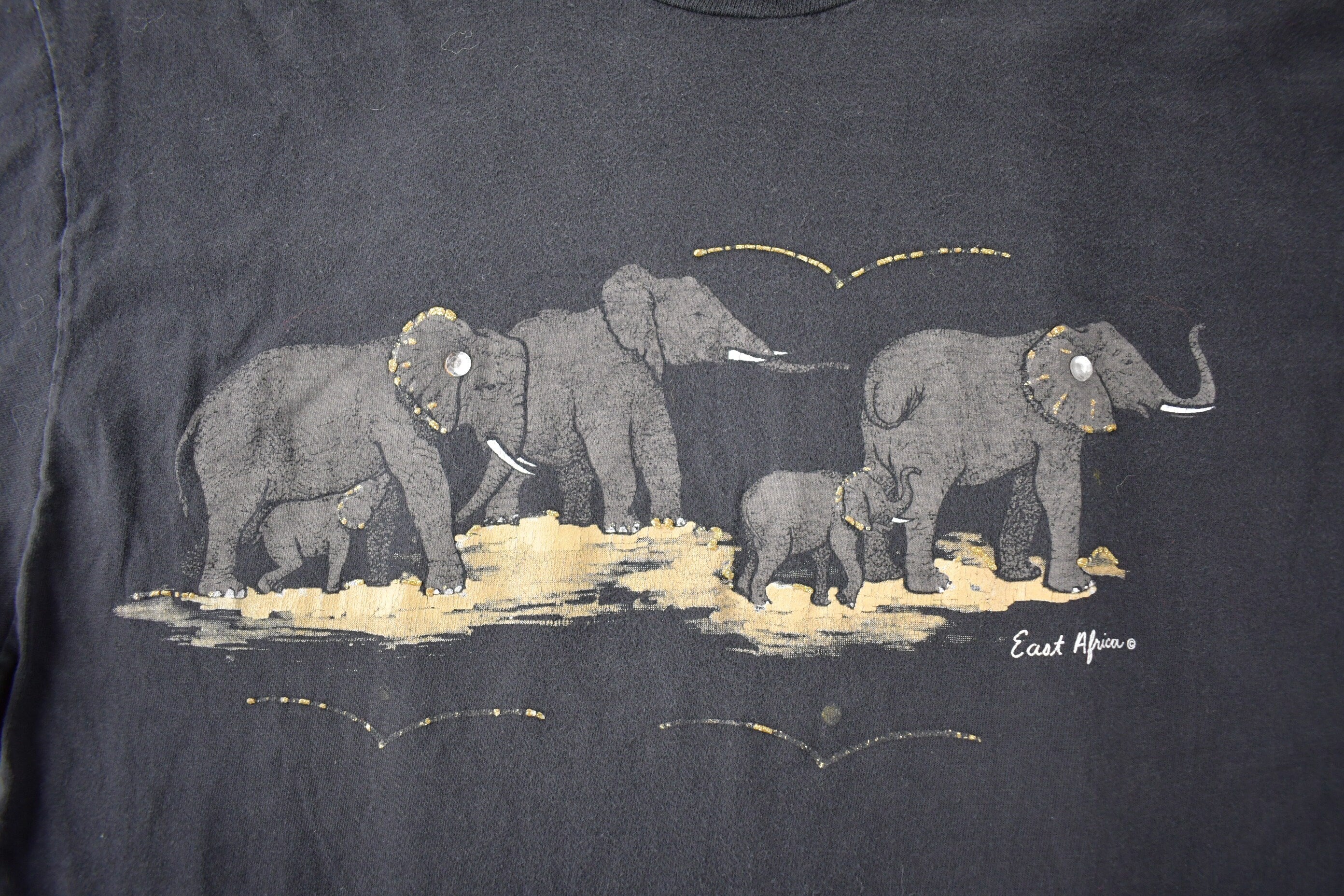 Vintage 1990s East African Elephant Single Stitch Graphic T-Shirt Made In USA