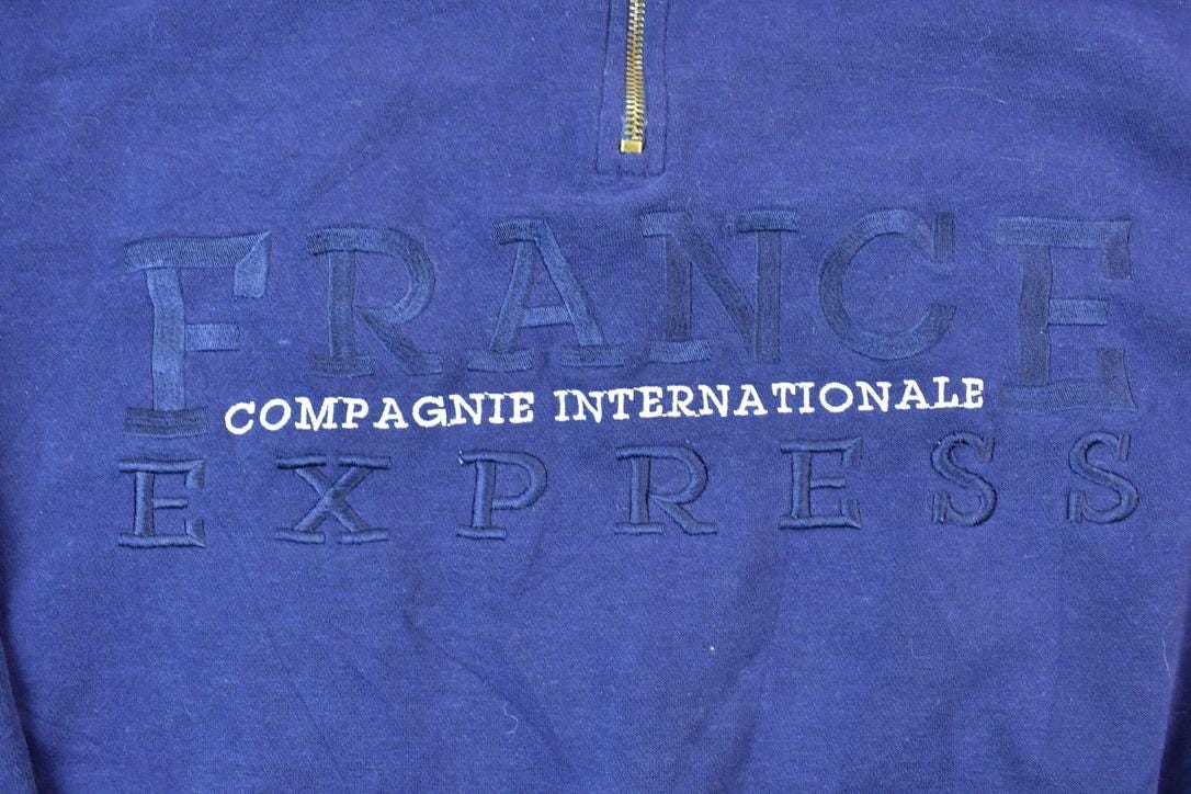 Vintage 1990s Express France Sport Quarter Zip Mock Neck Sweatshirt