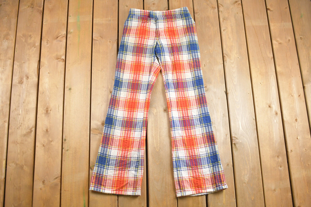 Vintage 1970s Flared Plaid Pants Size 28 x 30.5