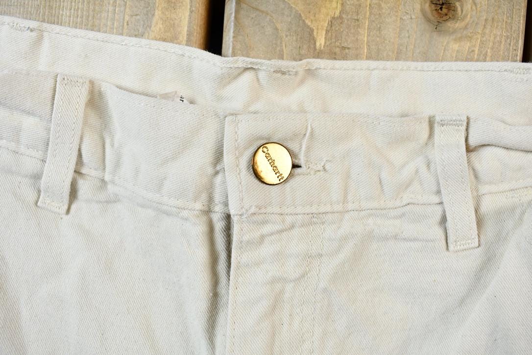 Vintage 1990s White Carhartt Dungaree Work Pants Size 40 x 29