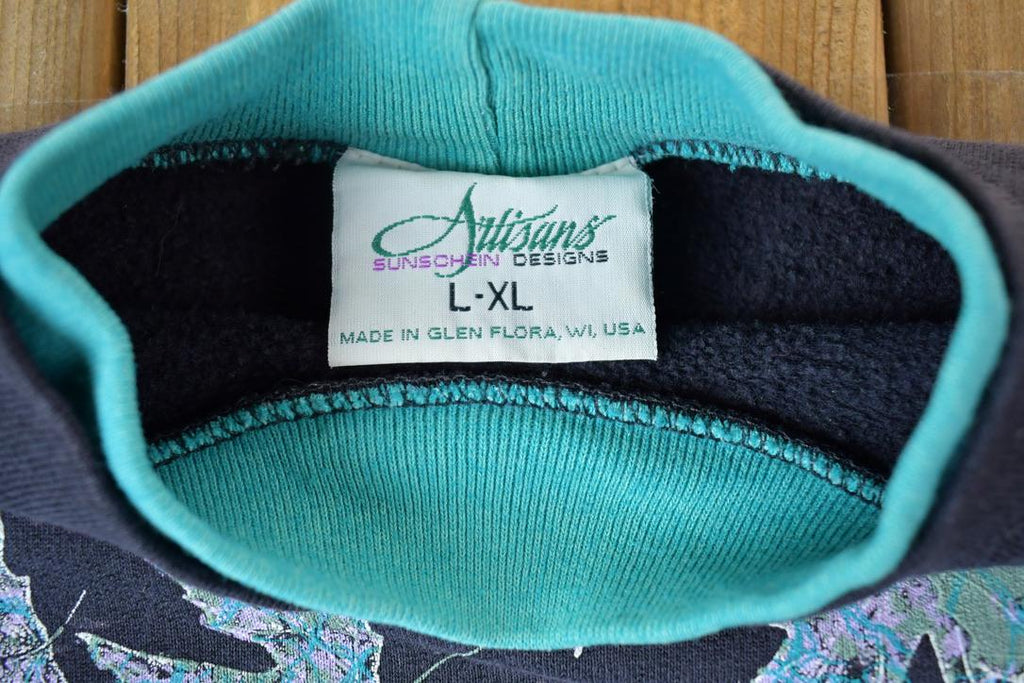 Vintage 1990s Artisans Maple Leaf All Over Print Button Up Crewneck