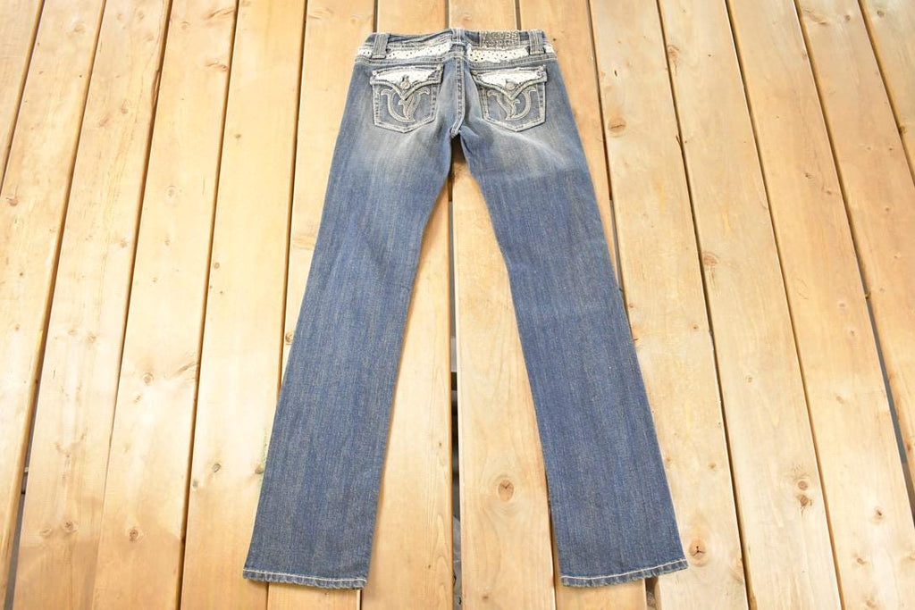 Vintage Deadstock Y2K Vigoss Bedazzled Bootcut Low Rise Jeans Women's Size 26 x 32