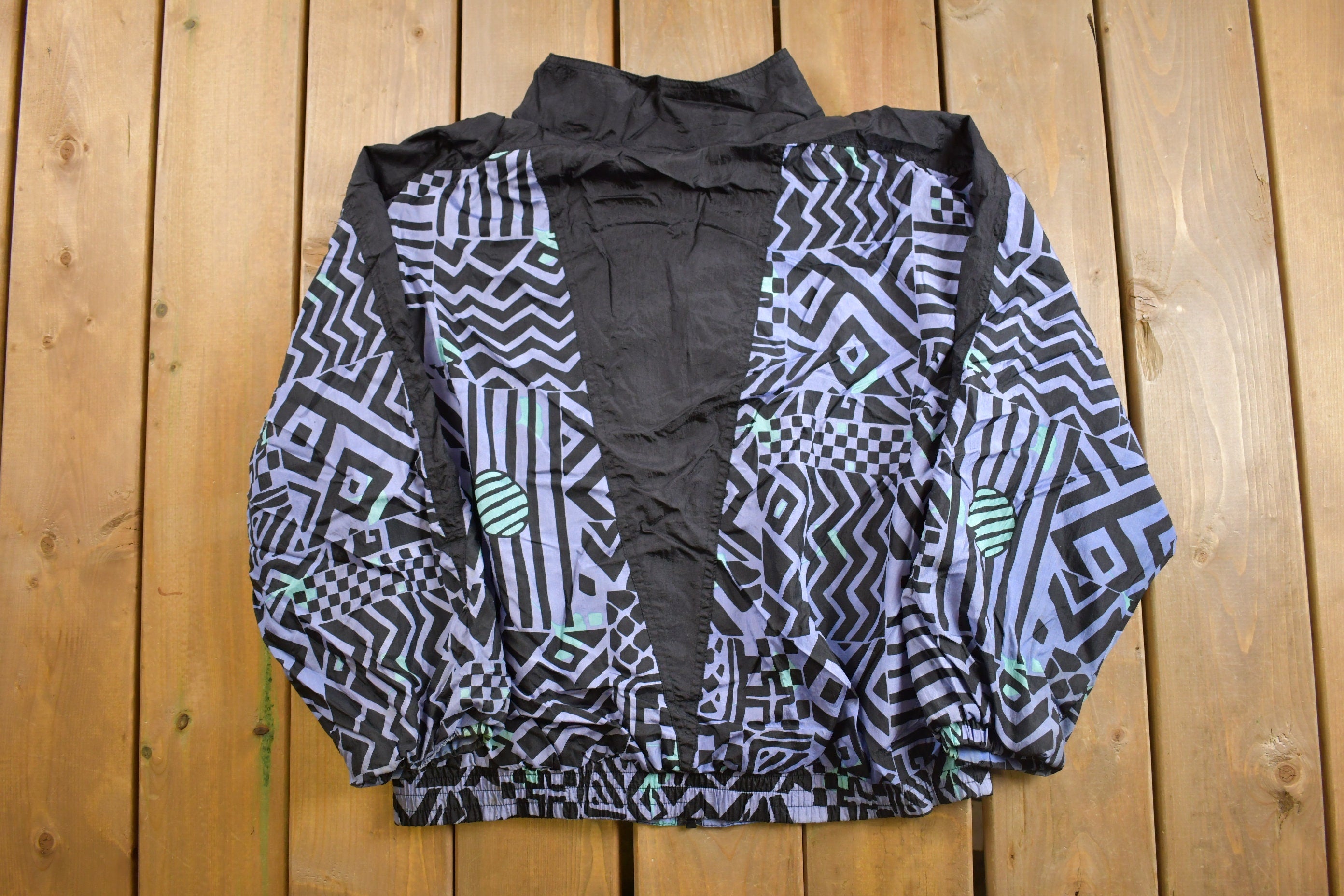 Vintage 1980s Abstract Pattern Windbreaker Jacket