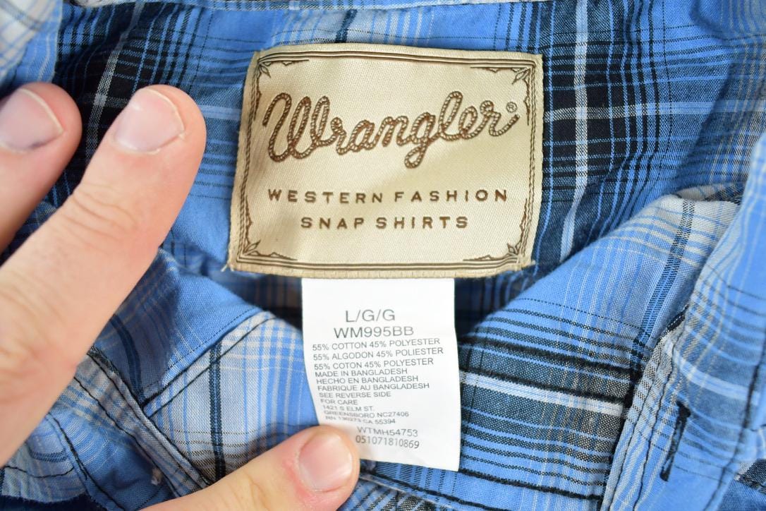 Vintage Y2K Wrangler Western Style Plaid Button Up Shirt Mens M