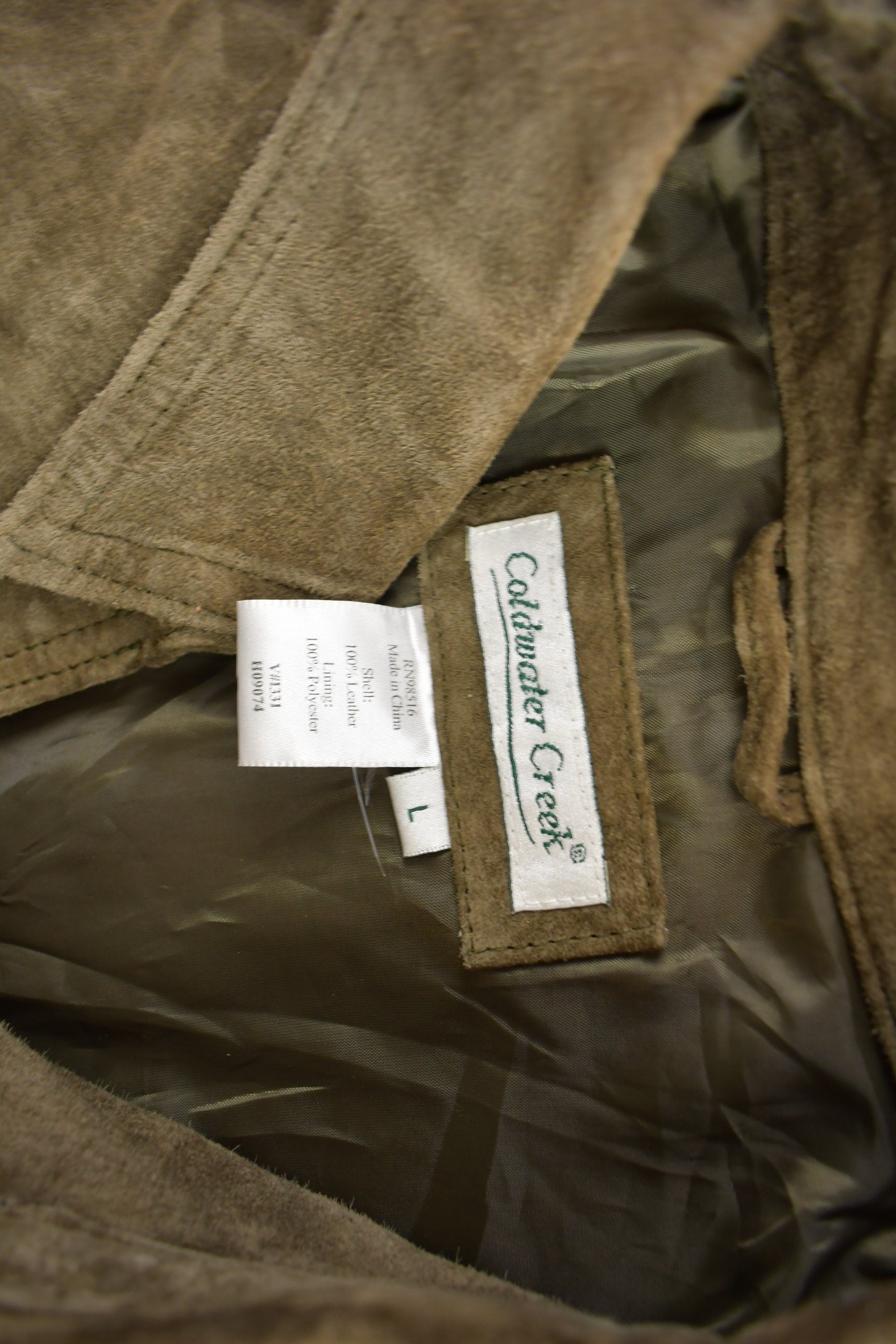 Vintage 1990s Cold Water Creek Green Suede Jacket