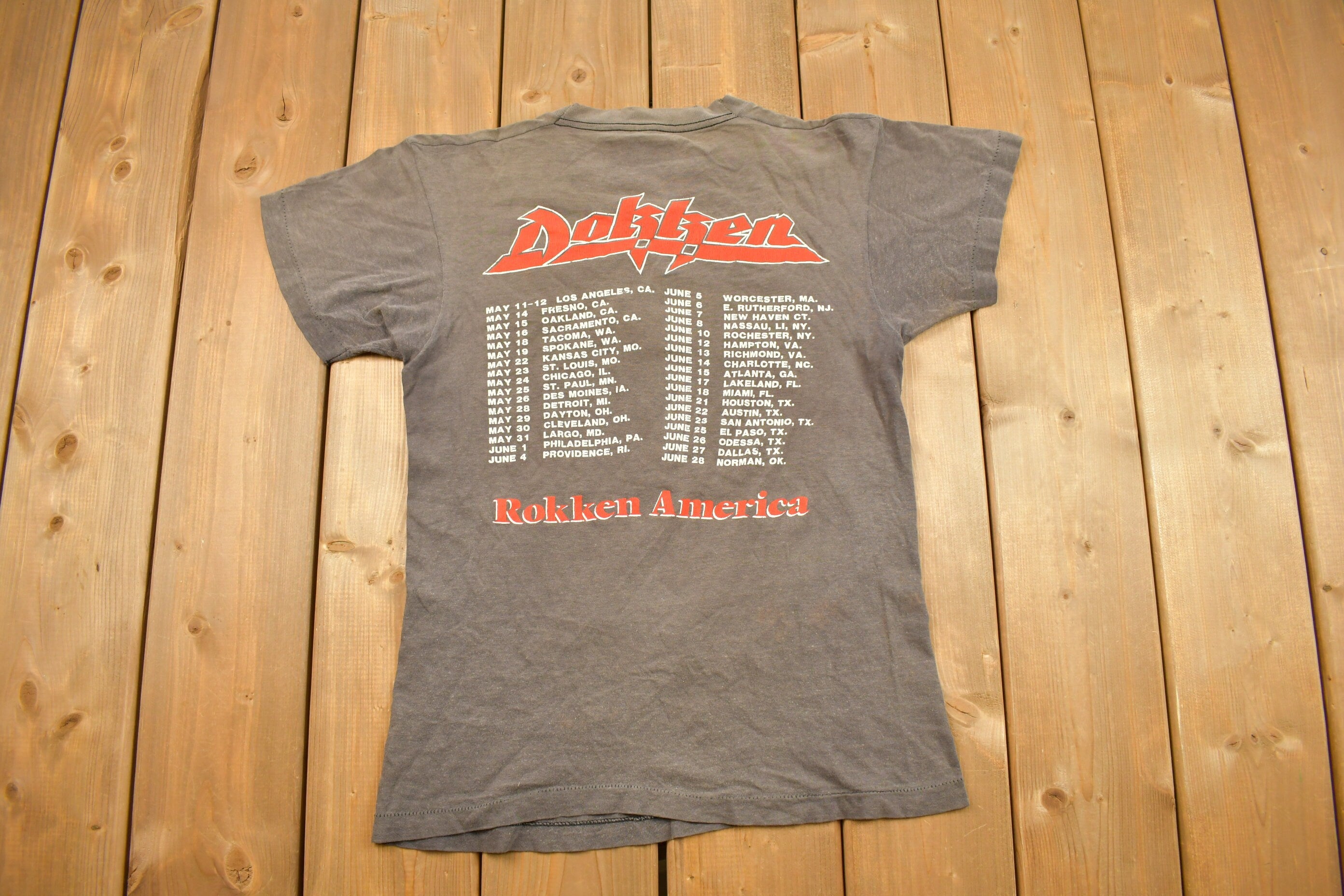 Vintage 1985 Dokken Under Lock And Key Tour Band T-Shirt Band Tee Single Stitch