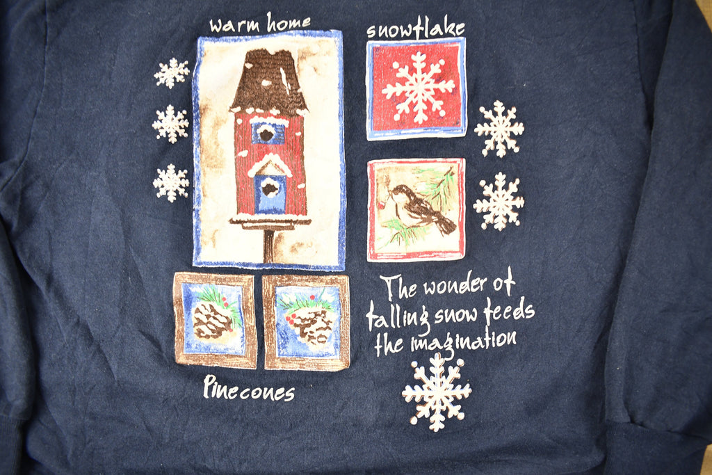 Vintage 1990s Bobbie Brooks Winter Theme Collared Crewneck Sweatshirt