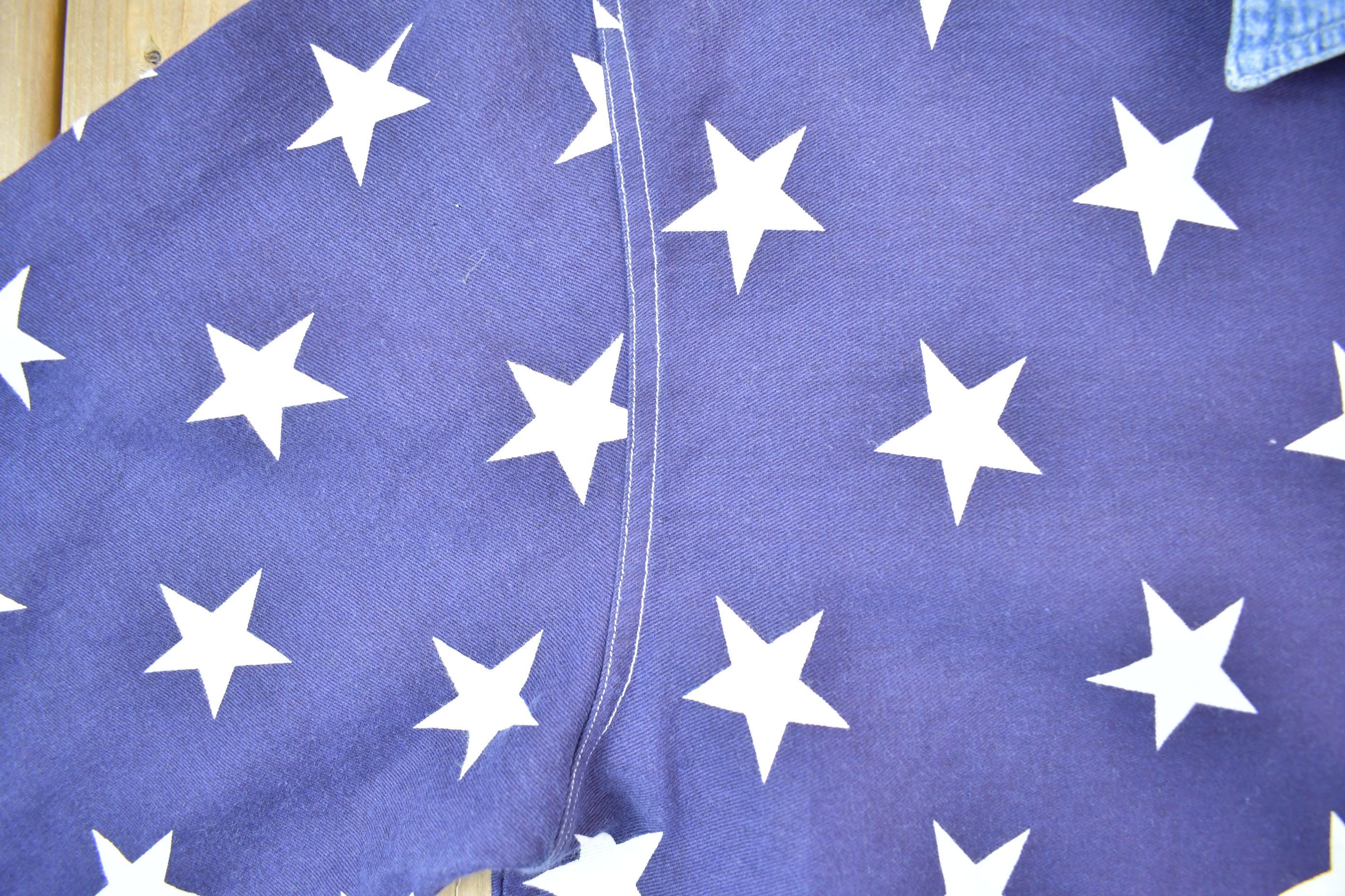 Vintage 1990s All Over Print American Flag Quizz Again Blank Button Up Shirt