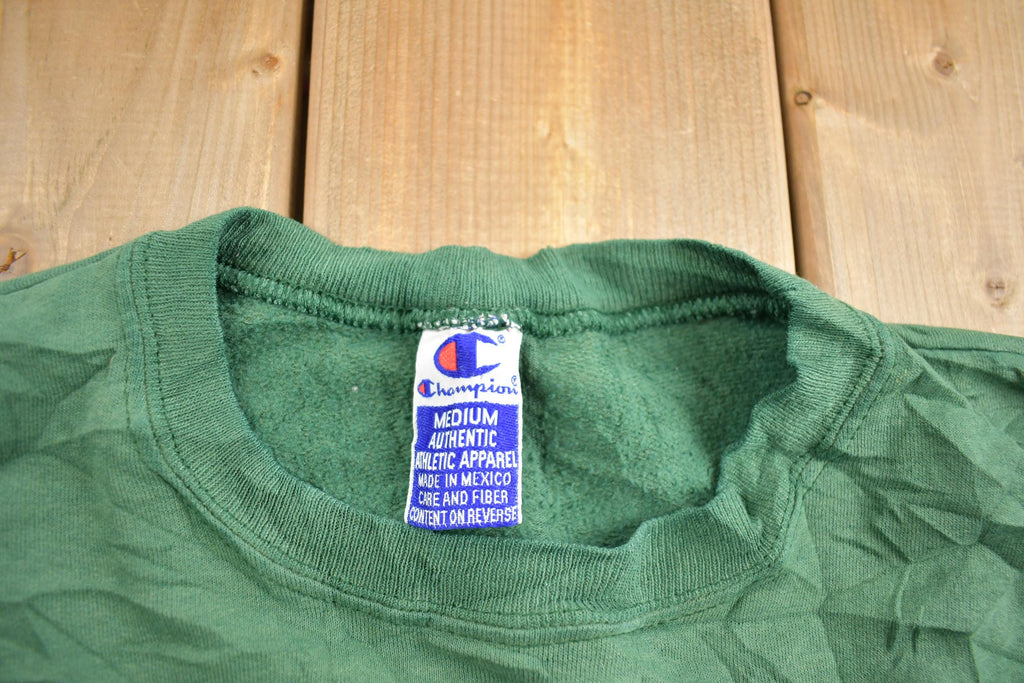 Vintage 1990s Champion Small Logo Embroidered Distressed Crewneck Sweatshirt