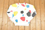 Vintage 1980s Cute Abstract Polka Dot Crew Neck Sweatshirt Women's L
