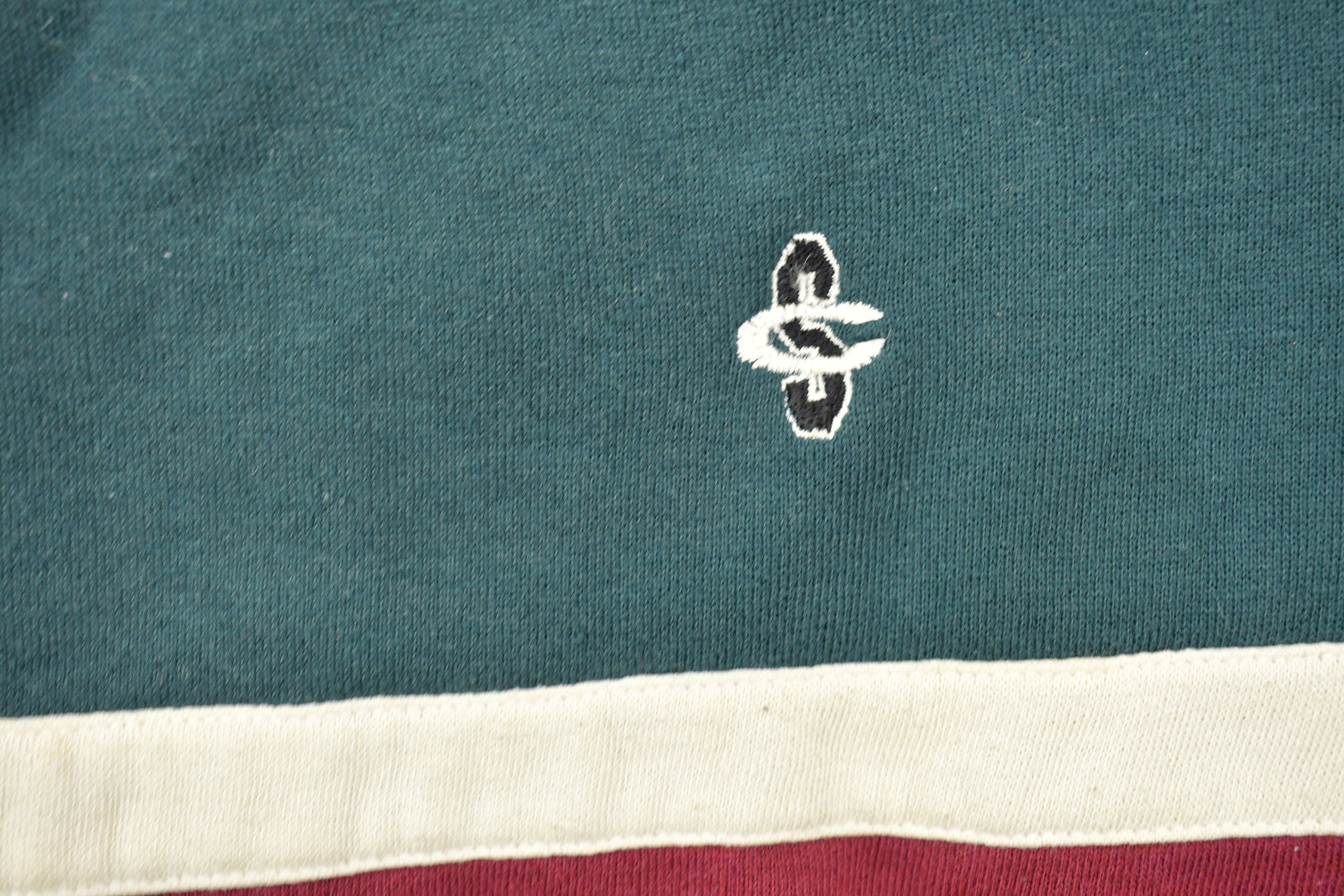 Vintage 1990s Cherokee Sport Quarter Button Striped Sweater