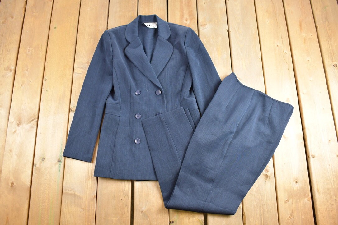 Vintage 1980s DBY Full Women's Pant Suit / Blazer / Dress Pants / Sport Jacket / Herringbone / Vintage Suit / 80s / 80s Suit