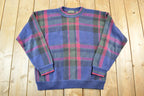 Vintage 1990s Croft And Barrow Knit Abstract Pattern Crewneck Sweater Mens XL