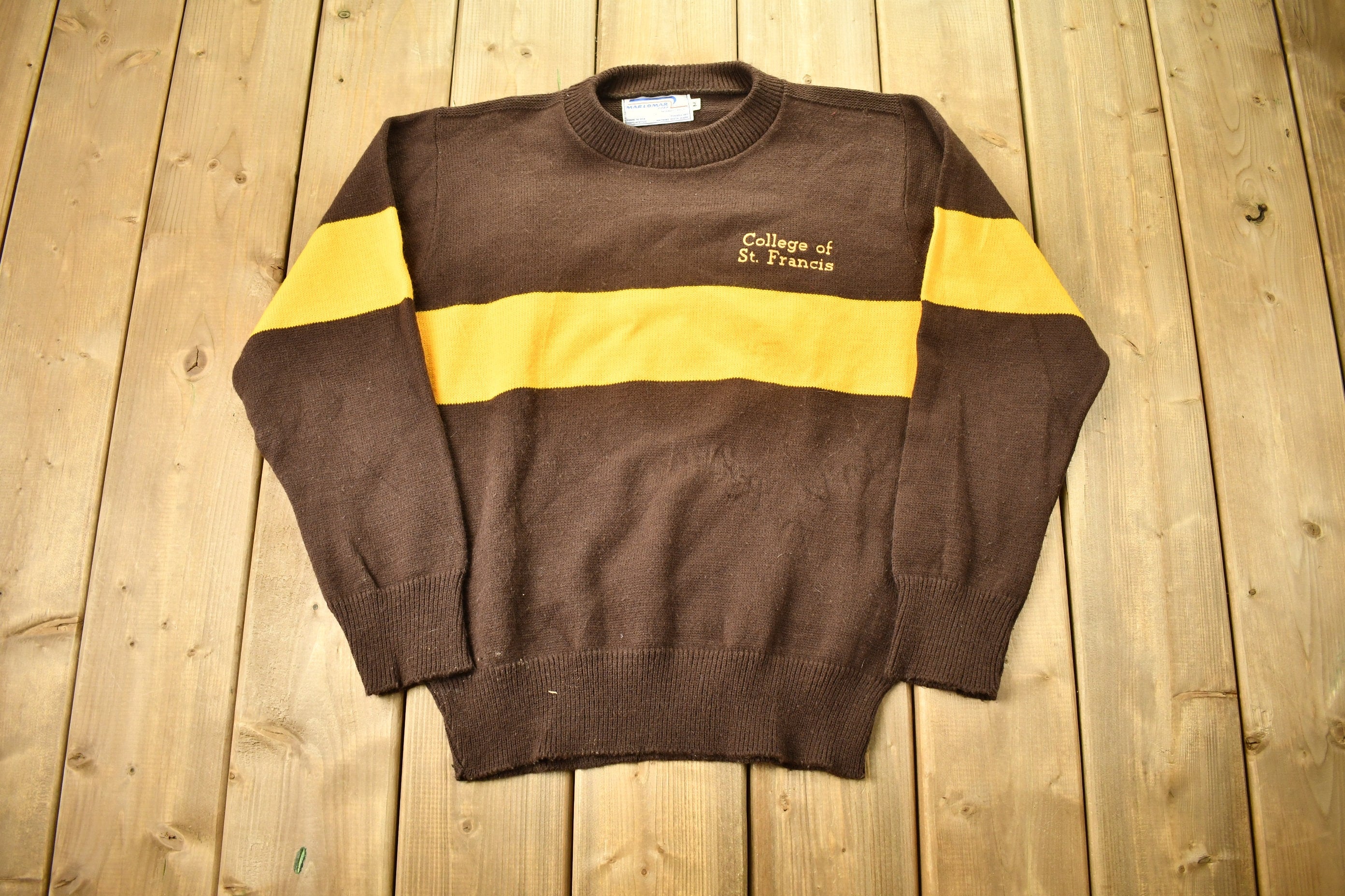Vintage 1970s College Of St Francis Knitted Crewneck Sweater