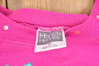 Vintage 1990s Hanes Her Way Floral Graphic Crewneck Sweatshirt