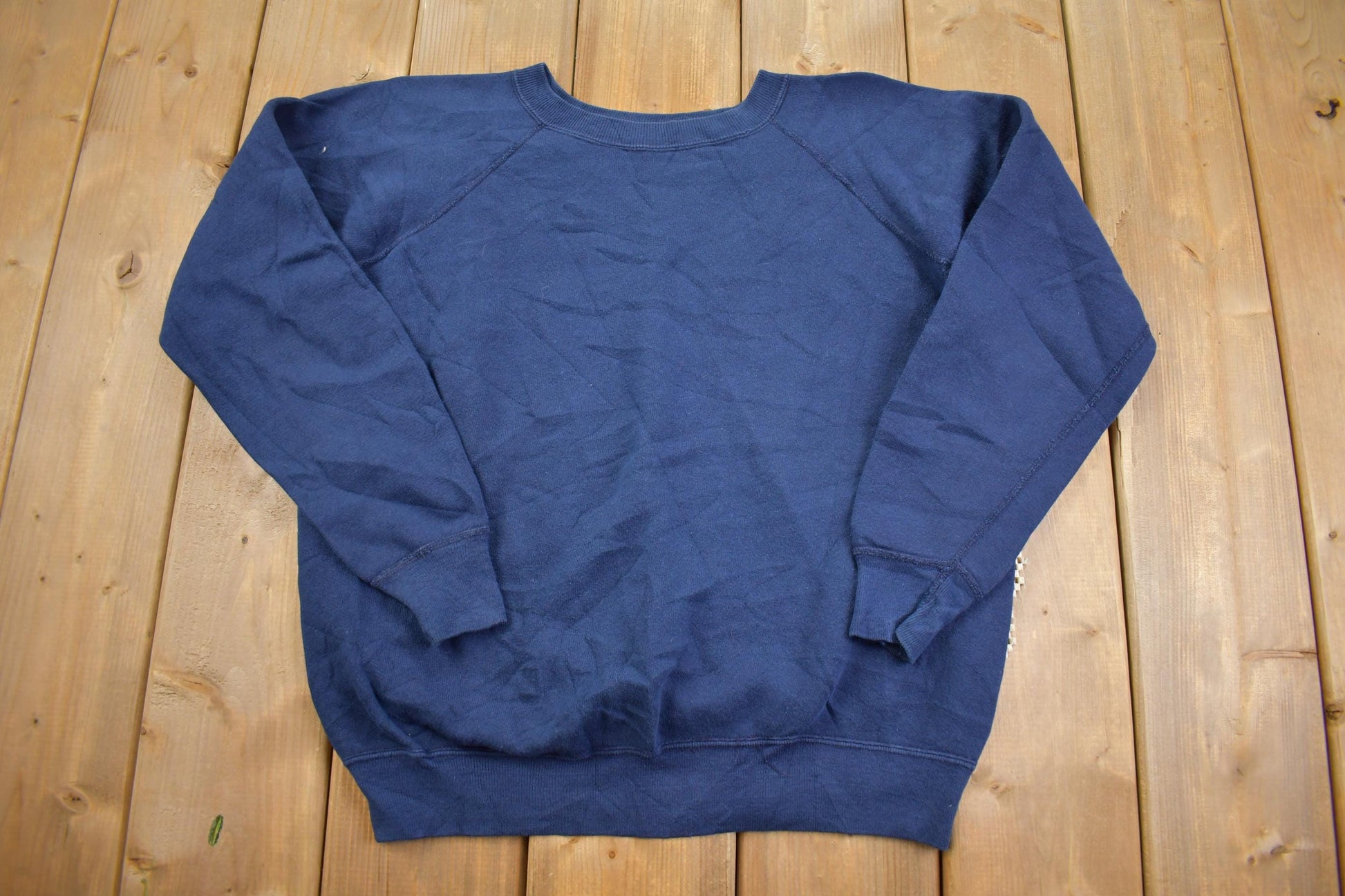 Vintage 1990s Blank Navy Crewneck Sweatshirt - Medium