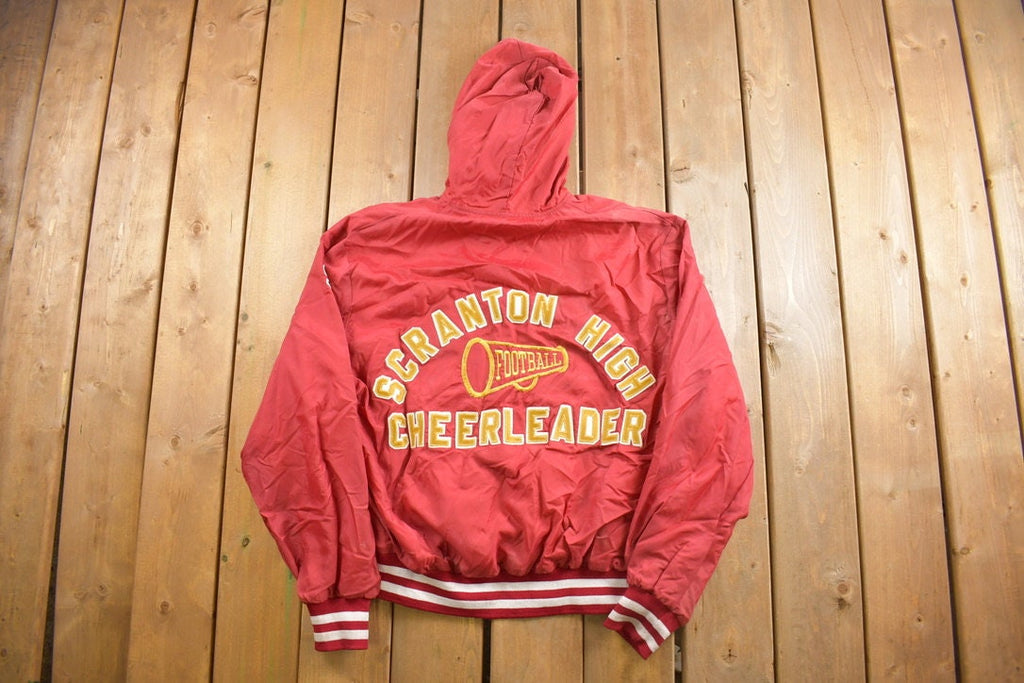 Vintage 1990s Holloway Scranton High Cheerleader Satin Hooded Jacket