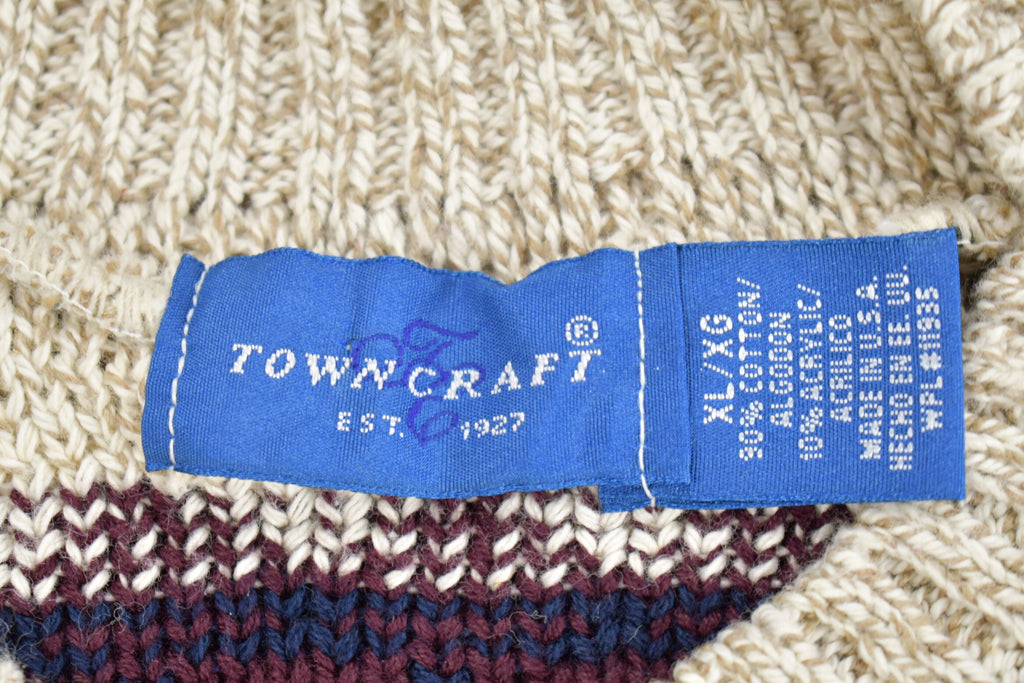 Vintage 1990s Town Craft Knitted Sweater  Vintage 90s Crewneck  Pattern Sweater  Outdoorsman  Pullover Sweatshirt  Made in USA