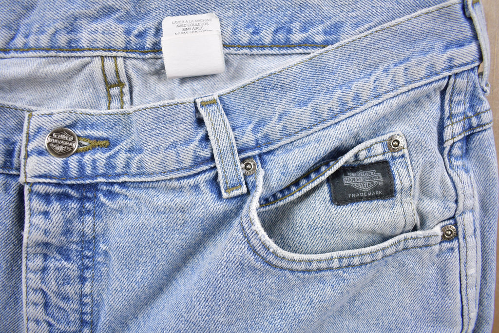 Vintage 1990's Harley Davidson Light Wash Blue Jeans 36 x 31