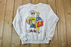 Vintage 1990s Frank Lin Cartoon Books Theme Crewneck Sweatshirt /