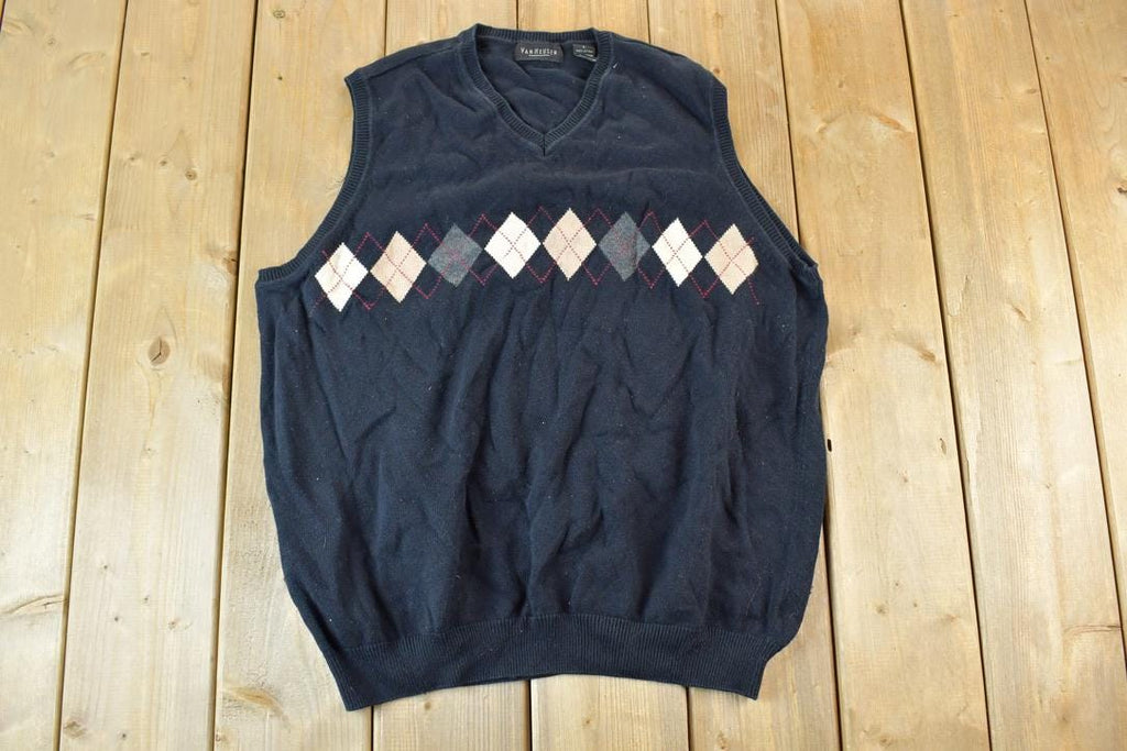Vintage 1990s Van Heusen Argyle knit Vest