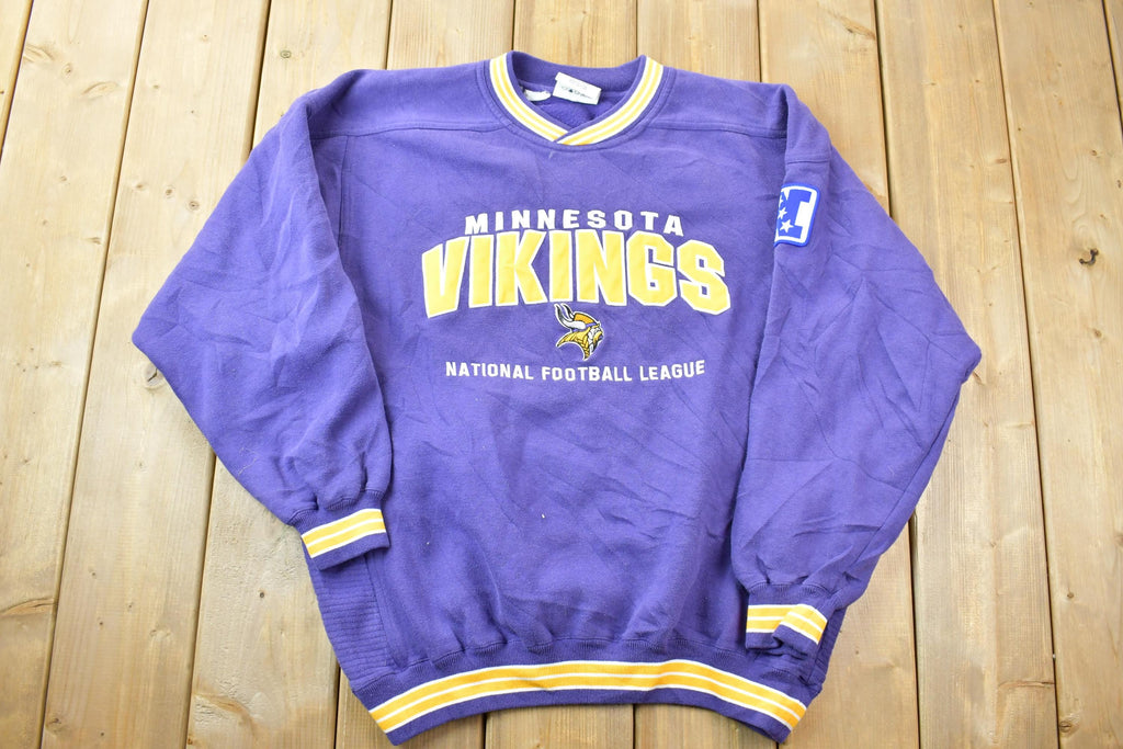Vintage 1990s Minnesota Vikings NFL Lee Sport Heavy Cotton Crewneck Sweatshirt / Made In USA / Football / Embroidered Sportswear / Americana