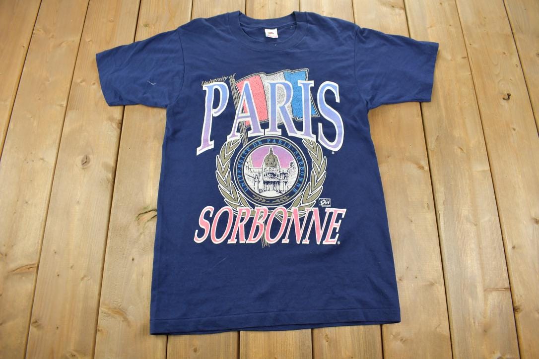 Vintage 1990s Paris Sorbonne Graphic T Shirt