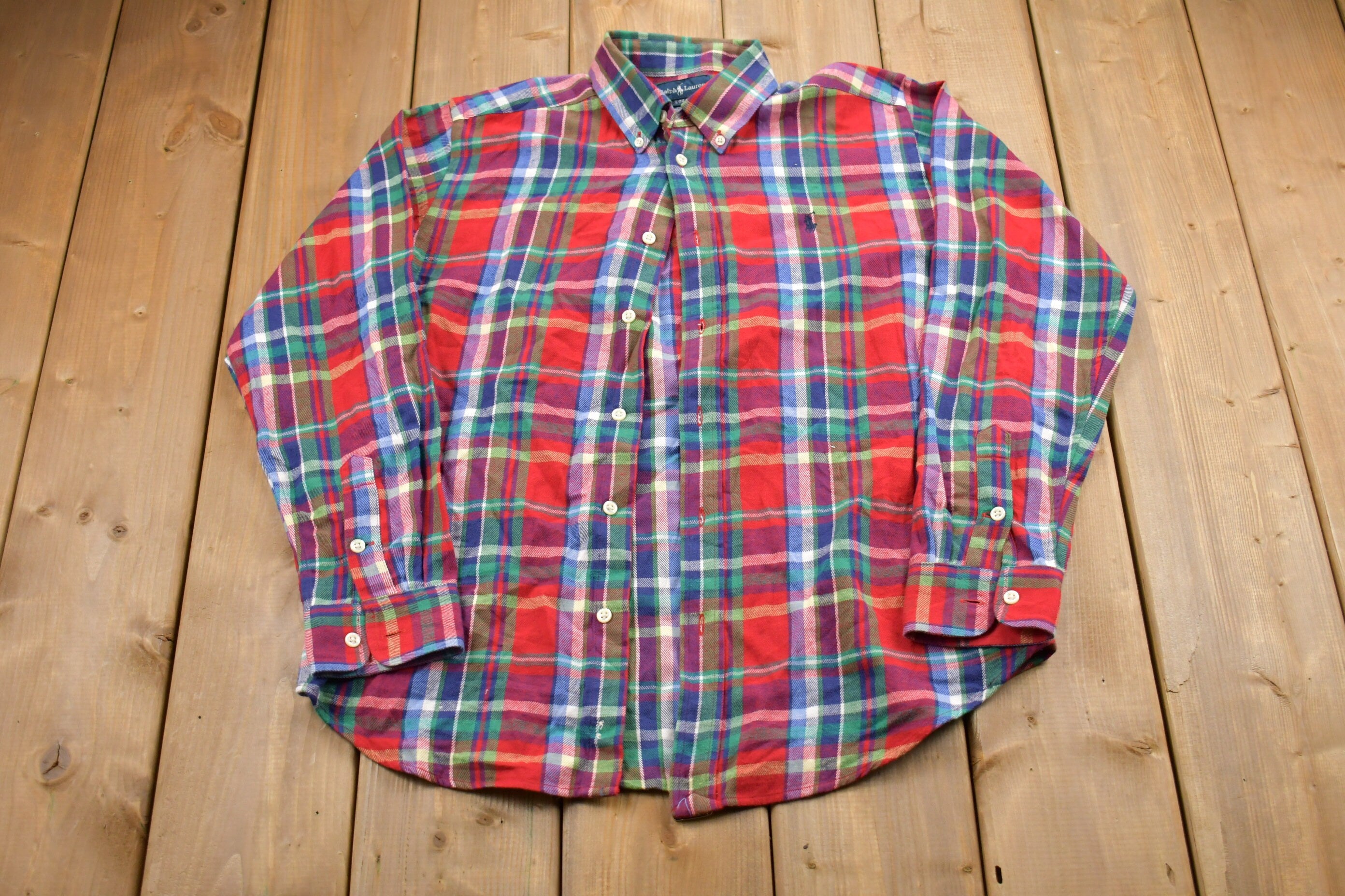 Vintage 1990s Kids Ralph Lauren Plaid Button Up Shirt