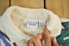 Vintage 1990s Floral Knit Cardigan Sweater Short Sleeve Women's S-M