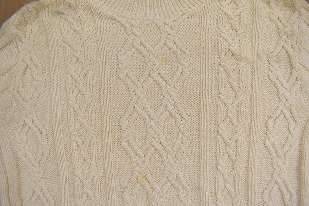 Vintage 1990s Women's Petite 3D Cable Knit Mockneck Sweater
