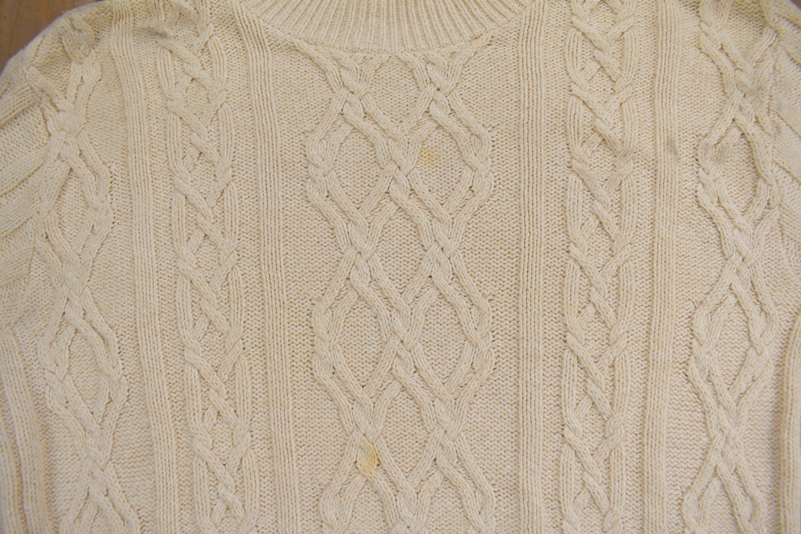 Vintage 1990s Women's Petite 3D Cable Knit Mockneck Sweater