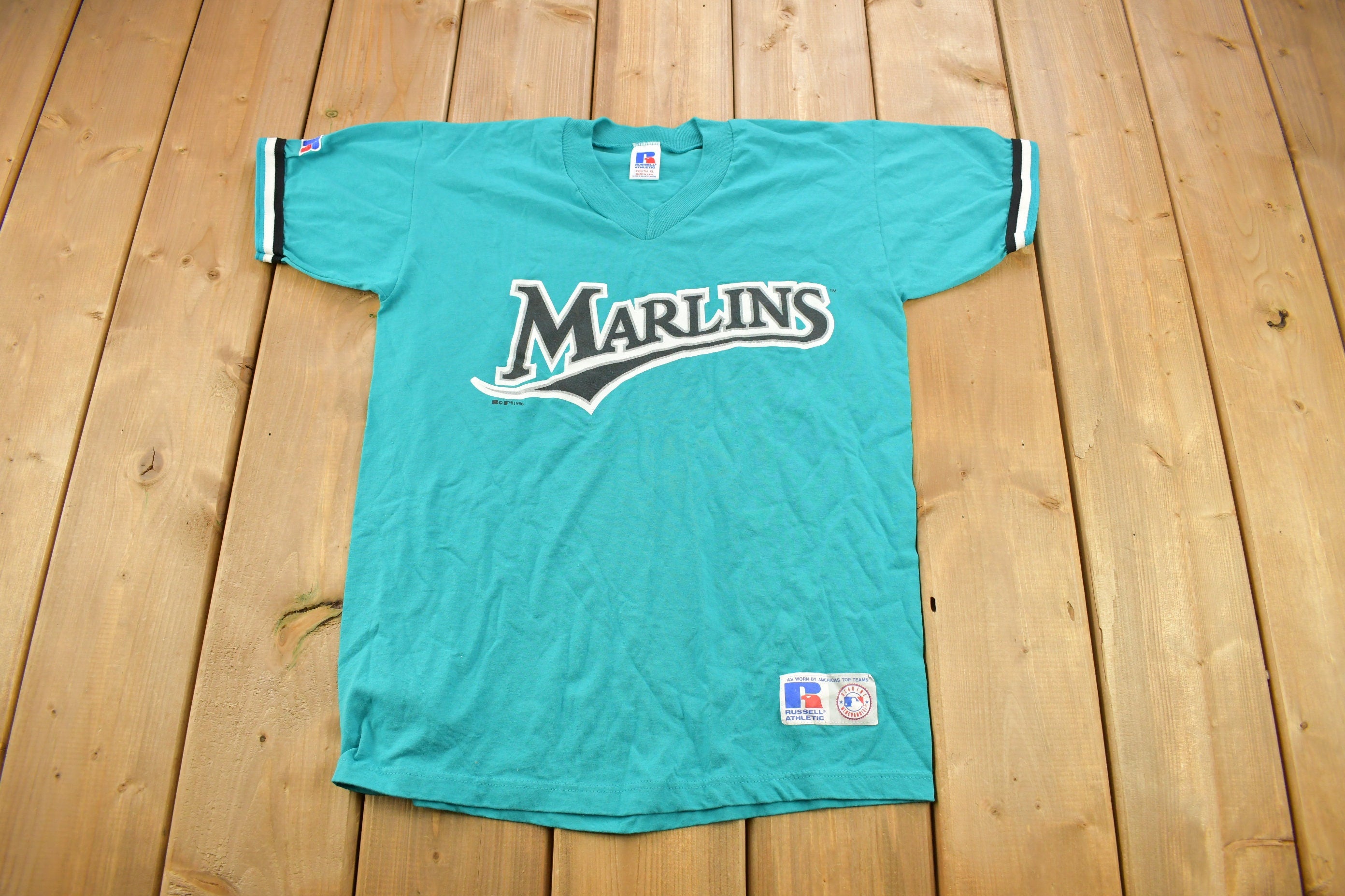 Vintage 1990s Florida Marlins MLB Russell Athletics Youth Size T-Shirt