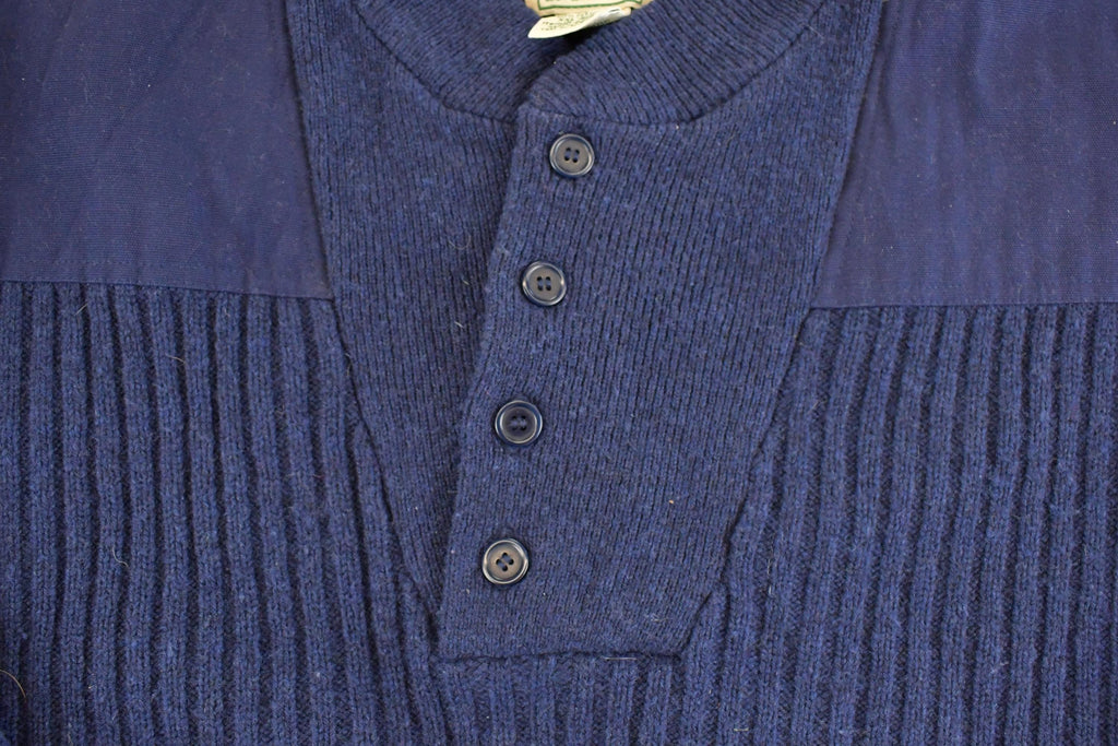 Vintage 1990s LL Bean Knit Quarter Button Sweater Mens XL / 90's Abstract Pattern 3D Knitted Outdoorsman Sweatshirt