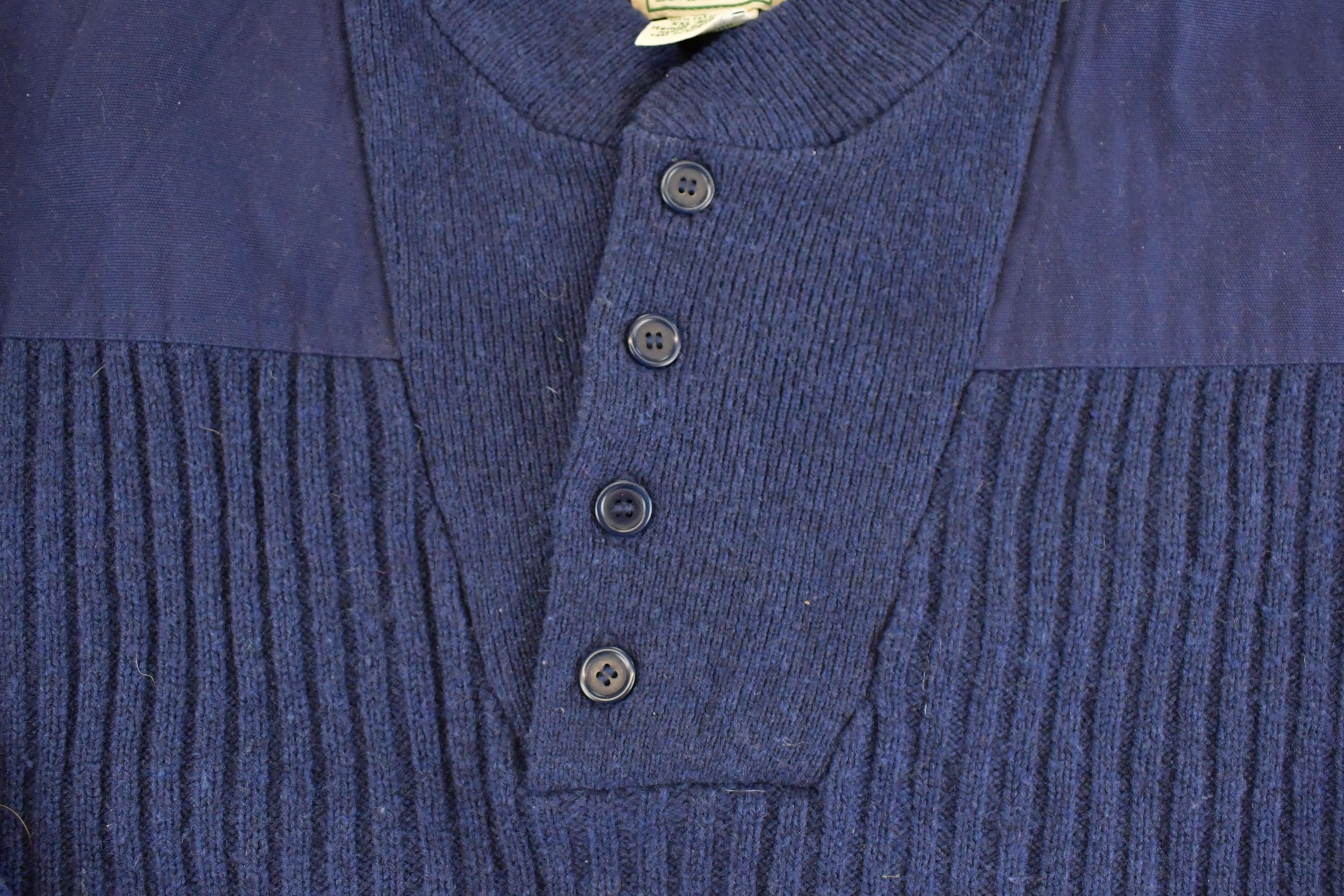 Vintage 1990s LL Bean Knit Quarter Button Sweater Mens XL / 90's Abstract Pattern 3D Knitted Outdoorsman Sweatshirt