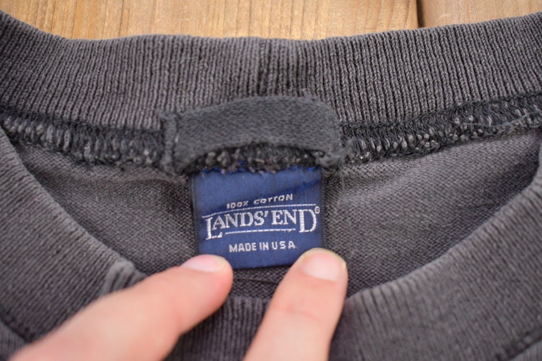 Vintage 1990s Lands' End Color Block Striped Crewneck Sweatshirt
